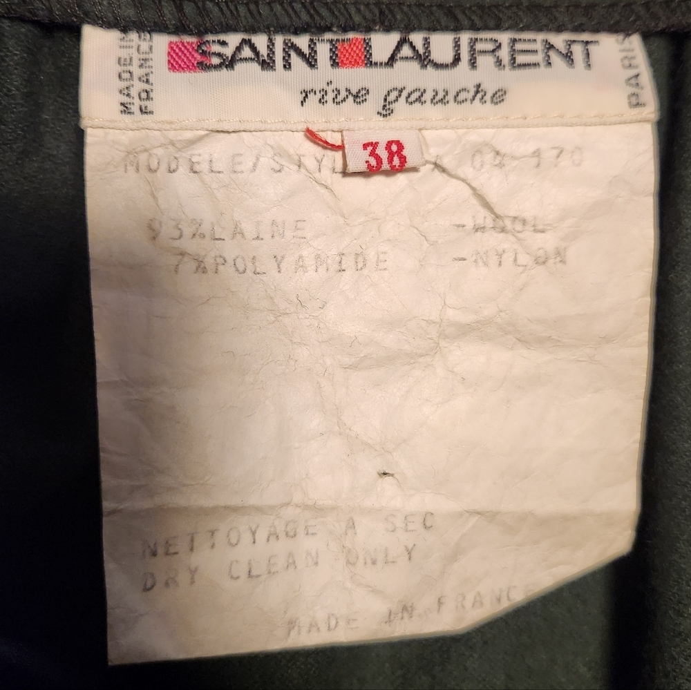 YSL Saint Laurent Rive Gauche Vintage Wool Midi Skirt Green France Sz 38 1970s - Picture 3 of 9